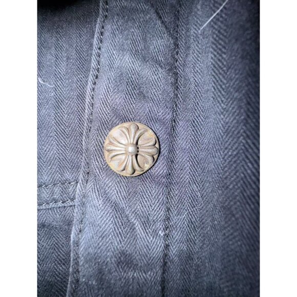 Chrome Hearts Black Denim Shirt Jacket With Quilted Lining & Silver Button Detai - Picture 13 of 16